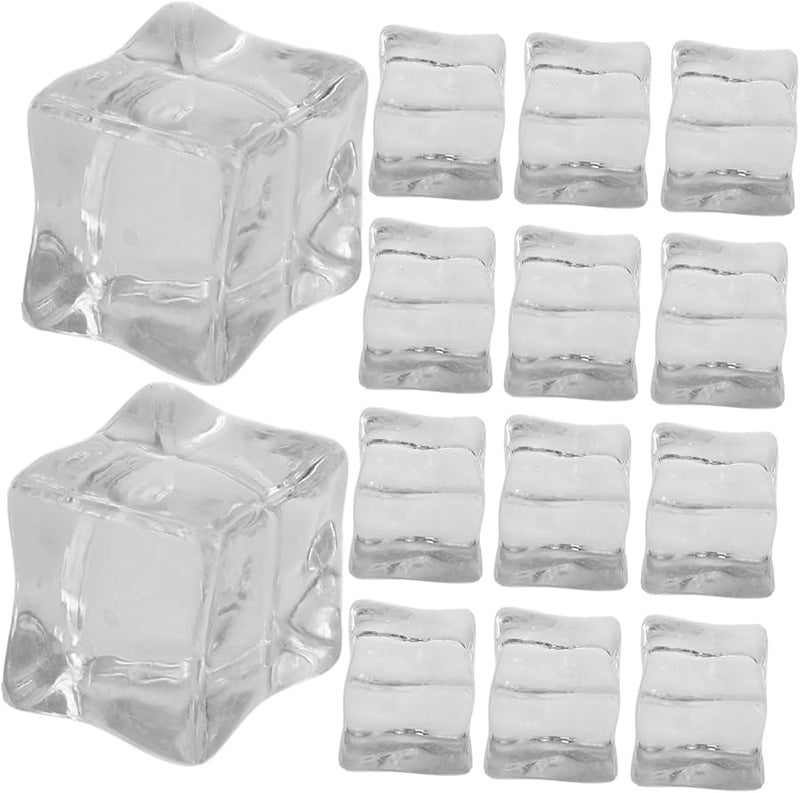 Transparent Plastic Fake Ice Cubes 20Pcs Square Reusable Photography Props - Image 1